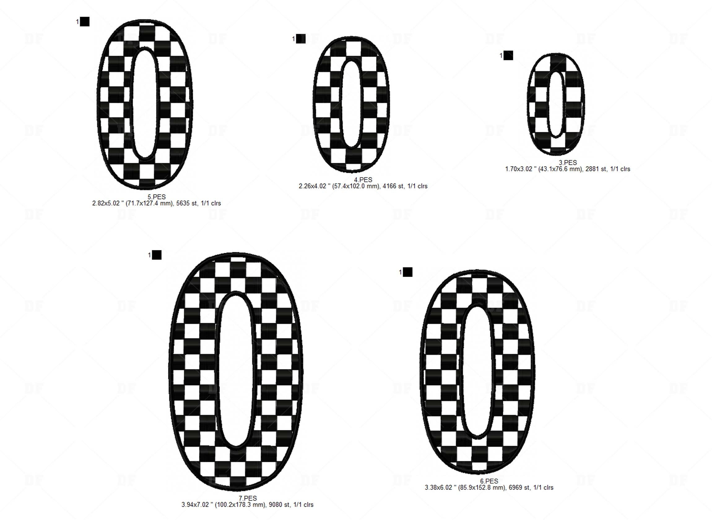 Checkered Racing Numbers Embroidery Designs - 5 Sizes (digital Files ...