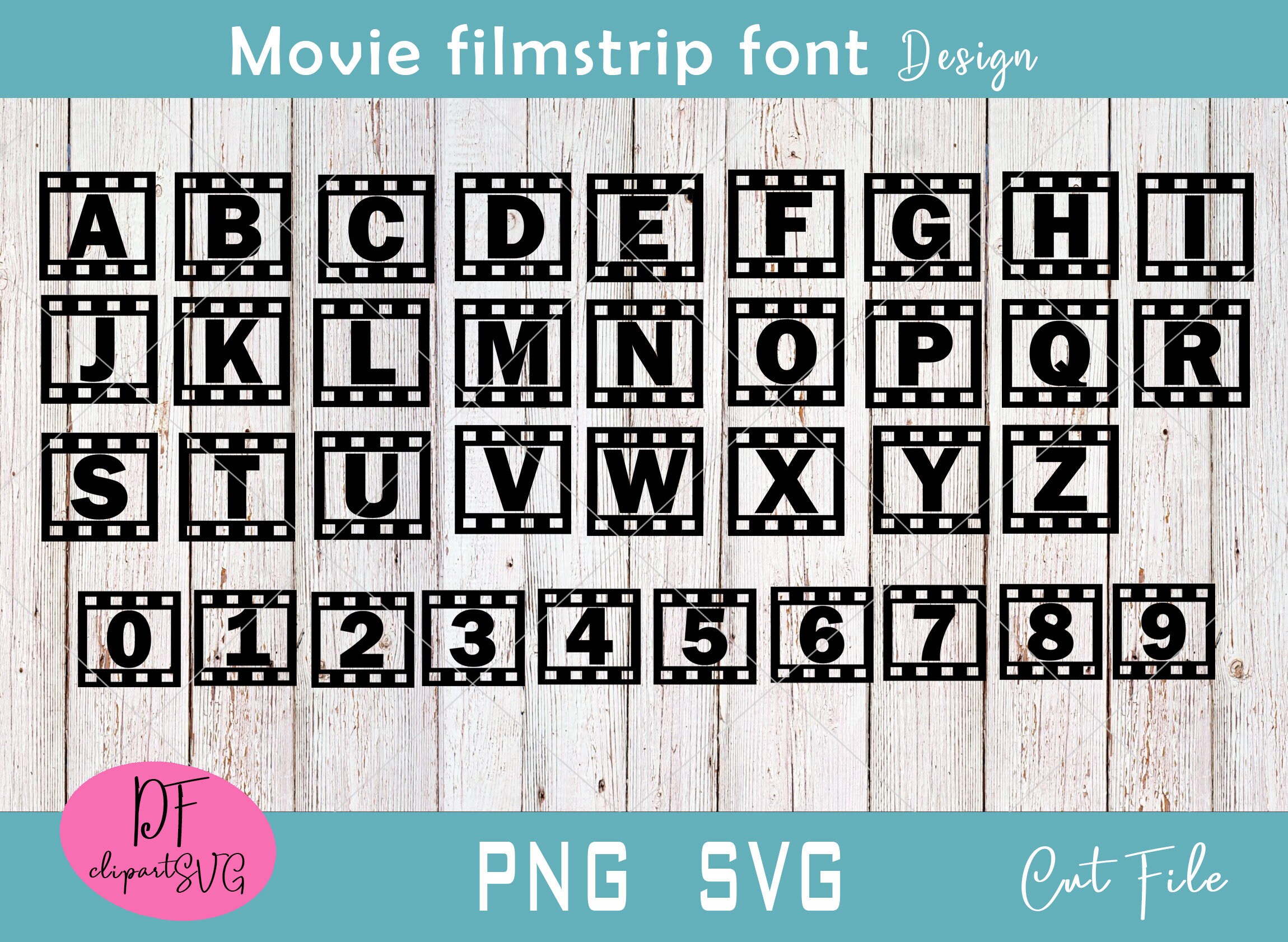 Filmstrip Alphabet Font Film strip PNG filmstrip design Etsy