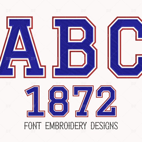 College Varsity Alphabet Applique Embroidery Design, font alphabet sport Athletic alphabet, Letters and Numbers  embroidery designs, 4 Size