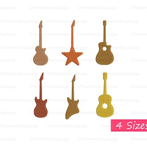 Mini Guitar Embroidery Design | Machine Embroidery Files – 4 Sizes Instant Download