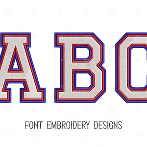 Sport Font Embroidery Design: Double Line Letters (4 Sizes) (Digital Files)