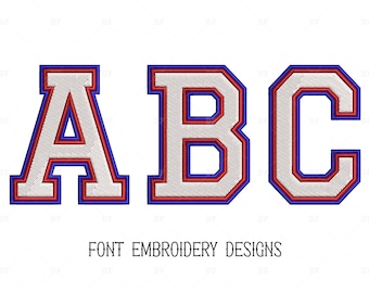 Sport Font Embroidery Design: Double Line Letters (4 Sizes) (Digital Files)
