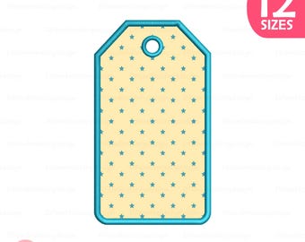 Tag Applique Embroidery Design, ITH Blank Tag Pattern (Instant Download)