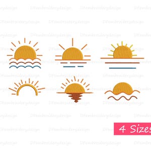 Sunset Embroidery Designs - Beach Sunset Machine Embroidery Pattern - Nature Landscape Embroidery - Instant Download