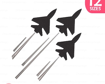 Fighter Jets Embroidery Design, Military Aircraft Machine File (Instant Download)