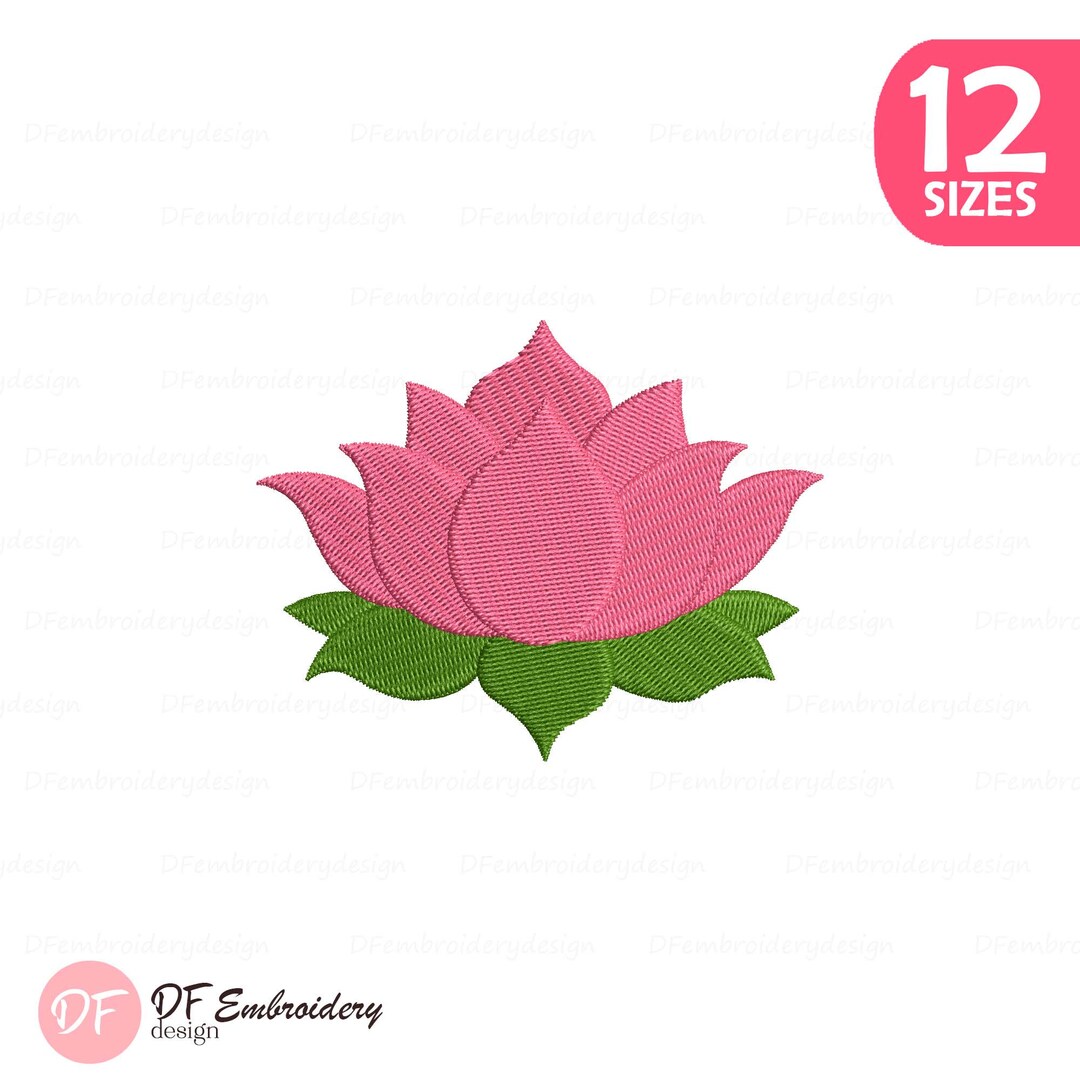 Lotus Embroidery Design, Floral Lotus Flower Machine Embroidery Pattern ...
