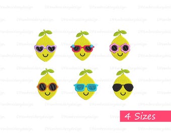 Lemon Embroidery Design: 6 Mini Summer Fruit Designs (Instant Download)