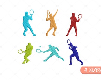 Mini Tennis silhouette Boys Embroidery Designs, Tennis Embroidery Designs, Sport Embroidery Design, 6 Design, 4 Sizes