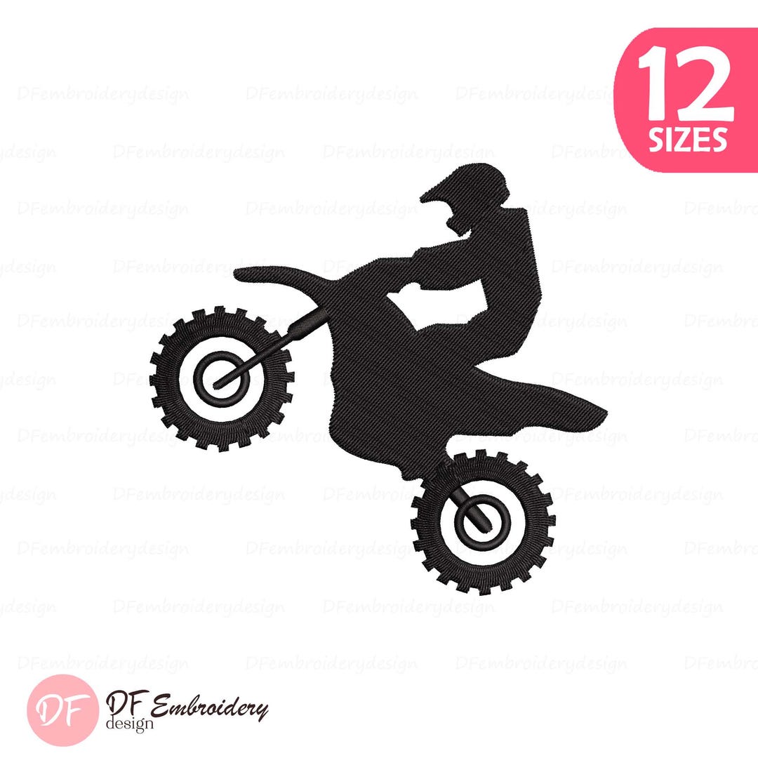 Biker Embroidery Design, Motorcycle Embroidery File, Rider Pattern ...