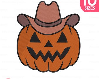 Howdy Pumpkin Embroidery Design: Western Cowboy Ghost (Digital Download, 10 Sizes)