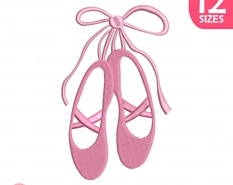 Ballerina Shoes Embroidery Design, Ballet Slippers Machine Embroidery Pattern, Instant Download, 12 Sizes