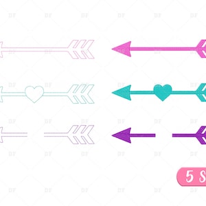 Arrow Machine Embroidery Design: Heart Arrow Set (Digital Download)