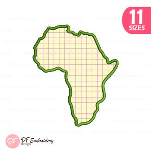 Diseño de bordado de aplique de mapa africano, archivo de bordado a máquina de aplique del continente africano, diseño de parche de mapa africano, descarga instantánea.