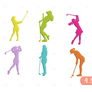 Mini Female Golfer Silhouette embroidery design, Golfer embroidery design, Sport Embroidery Design, 6 Design, 4 Sizes