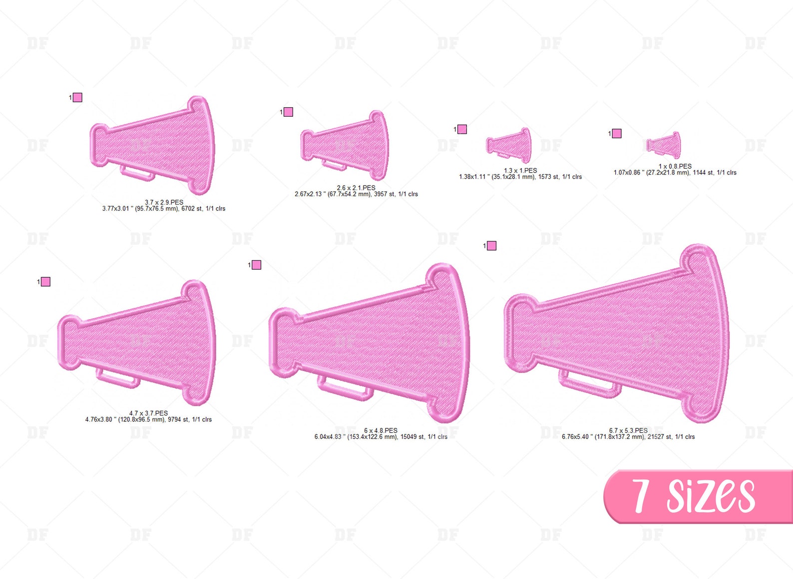 Cute Girl Cheer Cone Embroidery Design, Megaphone Cheerleader