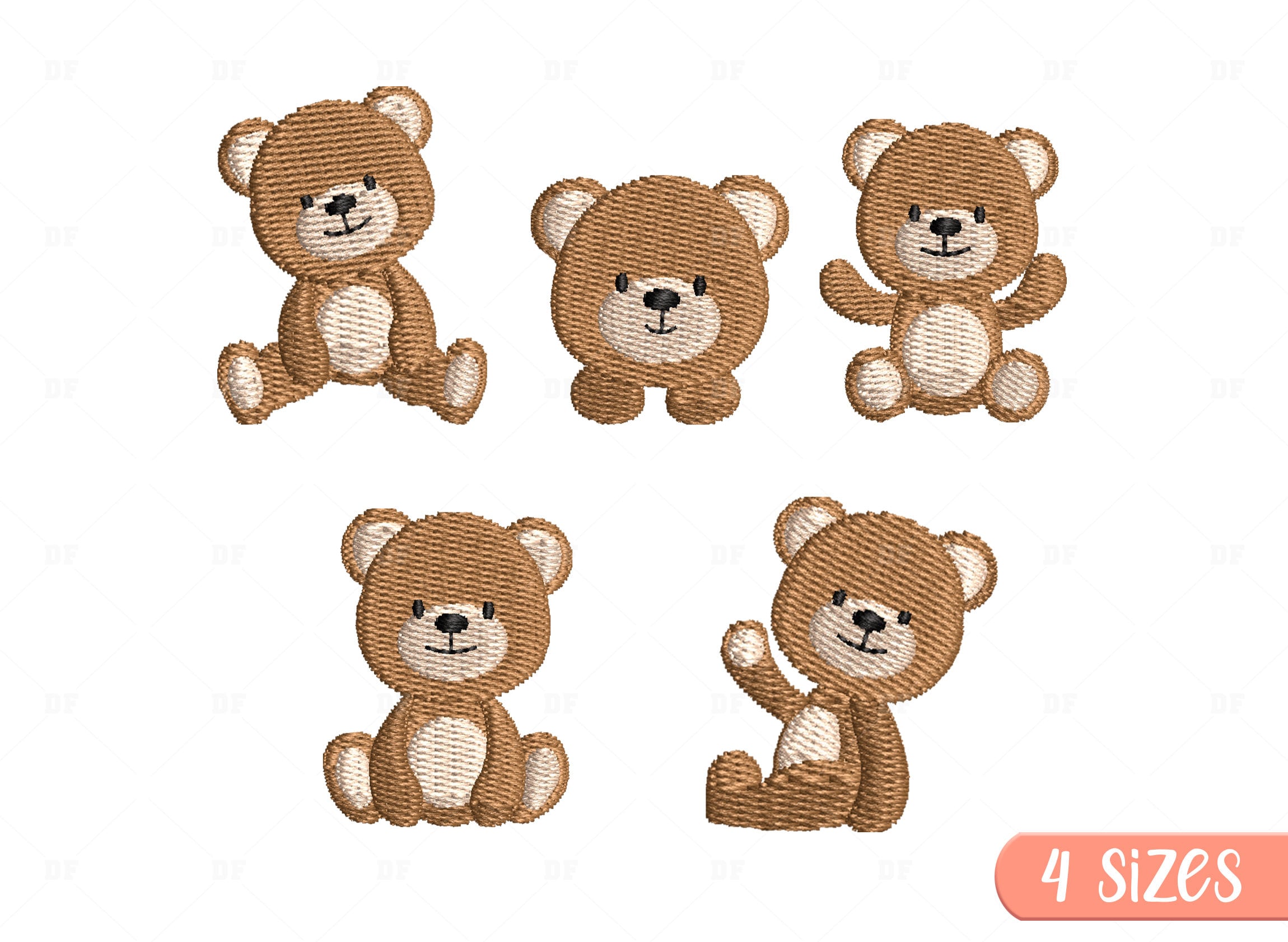 Mini Teddy Bear Embroidery Design Bear Embroidery Design Animal