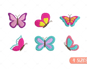 Mini Butterfly Embroidery Design: 6 Designs, 4 Sizes (Digital Download)