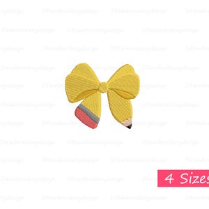 Coquette Pencil Bow Back to School Embroidery Design - Teacher Appreciation Gift - Cute School Supplies Pattern - Instant Download