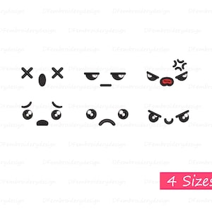 Emoji Faces Embroidery Designs: Mini Faces, 4 Sizes (Instant Download)