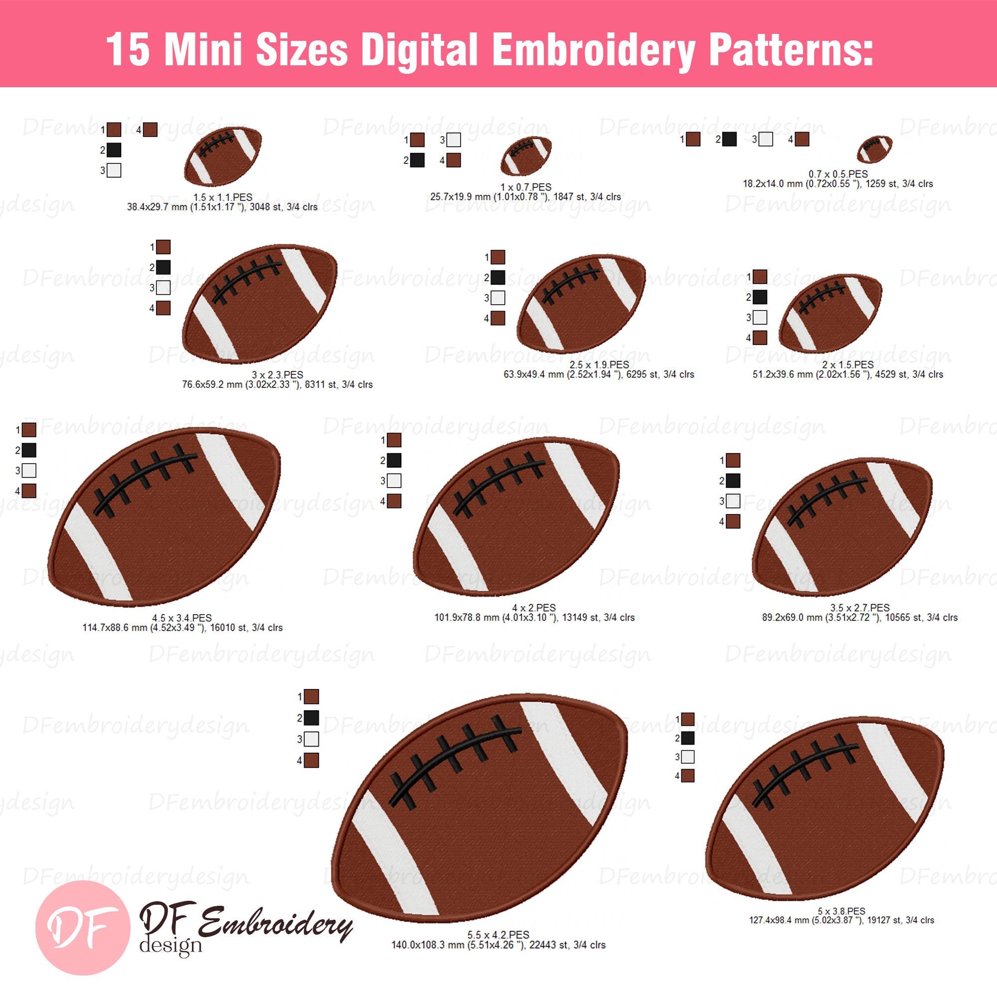 Mini Football Pattern Mini American Football Embroidery Design: Sports Lover Pattern (4 Sizes ...