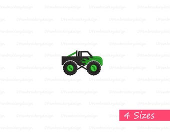 Mini Monster Truck Embroidery Design: 4 Sizes (Instant Download)