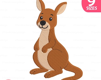 Kangaroo Embroidery Design, Cute Animal Stitch Pattern (9 Sizes) (Digital Download)