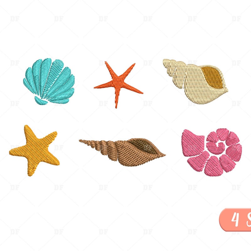 Small Embroidered Shell Mini Sea Shells - Etsy