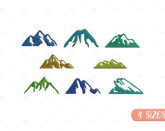 Mini Mountain Embroidery Designs: 8 Machine Embroidery Patterns (Digital Download)
