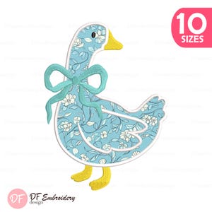 Coquette Goose Applique Embroidery Design, Farm Animal Machine Embroidery File, Instant Download, 10 sizes