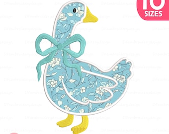 Coquette Goose Applique Embroidery Design, Farm Animal Machine Embroidery File, Instant Download, 10 sizes
