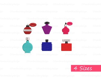 Mini-motifs de broderie de bouteille de parfum : 6 motifs d'appliques (téléchargement numérique)