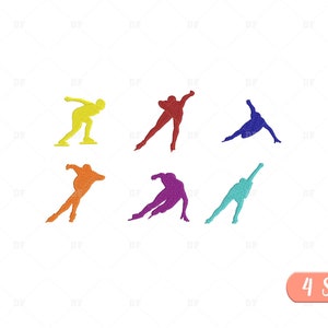 Ice Skating Embroidery Designs: Sport Silhouette Bundle (Digital Download)