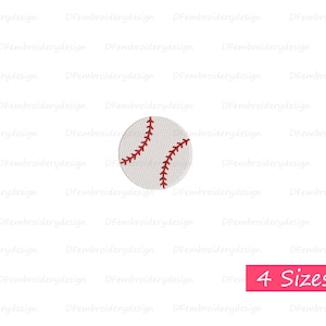 May include: A white baseball with red stitching, a classic design for sports enthusiasts. The image also includes the text "4 Sizes" in a pink rectangle, indicating available options for the design.
