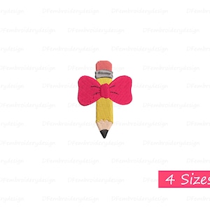 Pencil Bow Back to School Embroidery Design - Teacher Appreciation Gift - Cute School Supplies Pattern - Instant Download - PES DST JEF