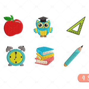 Mini Back To School Embroidery Design, School Minis Machine Embroidery Design Set, Back to school Embroidery Design, 4 Sizes