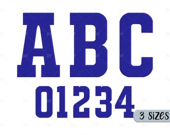 Large Font Embroidery Design: Letters & Numbers (3 Sizes) (Digital Files)