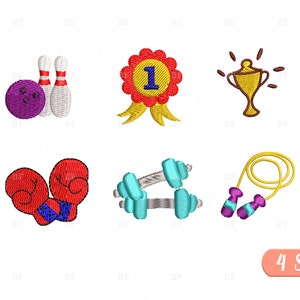 Mini Sport Embroidery Design: 6 Designs, 4 Sizes (Digital Download)