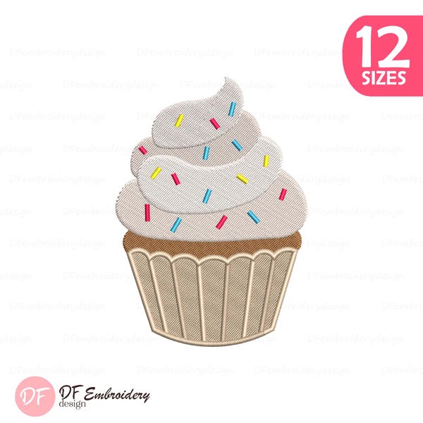 Cupcake Embroidery Design, Sweet Dessert Machine File, Bakery Pattern (Instant Download)