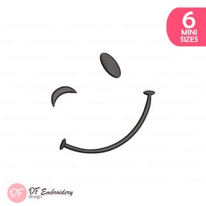 Mini Smiley Embroidery Design, Cute Emoji Face Machine Embroidery File, Happy and Sad Face Embroidery, Instant Download, 6 Mini Sizes