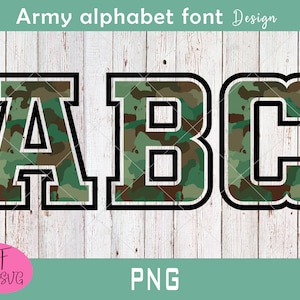 Army Camo Stencil Font Alphabet (PNG Digital Download)