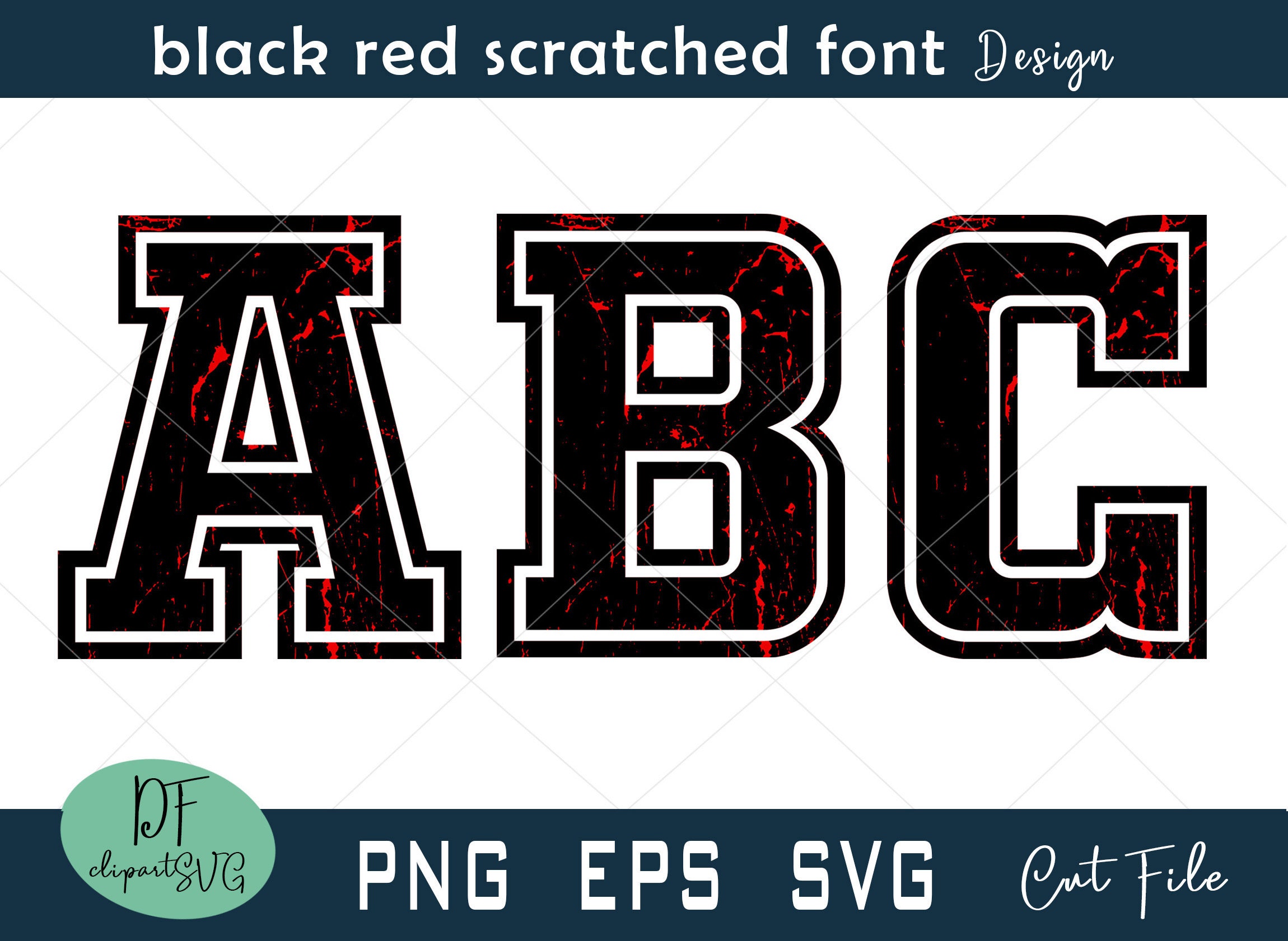 Black red scratched font Outlined Sport Alphabet svg EPS | Etsy