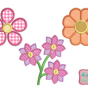 Flowers designs, Flowers embroidery designs, Flowers applique Machine Embroidery Design, 4 Size, 3 Design