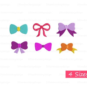 Mini Bow Embroidery Designs, Embroidery Designs Bow, Ribbon Bow Tie Embroidery Design, Coquette Bow Embroidery, 6 Designs, 4 Sizes