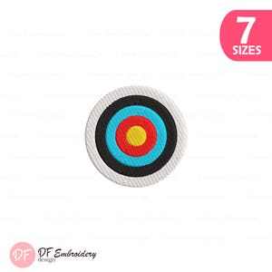Archery Target Embroidery Design: Bullseye Machine Embroidery File (Instant Download, 7 Sizes)