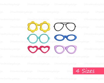 Glasses Embroidery Designs: Mini Sunglasses Applique (Instant Download)
