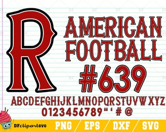 Football Font SVG, Alphabet and Numbers (Digital Download)
