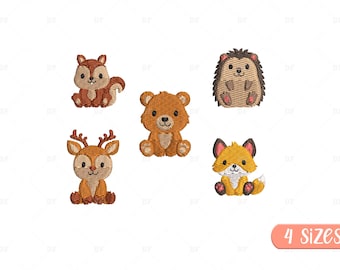 Mini Woodland Animals Embroidery Designs: Safari Animals (Digital Download)