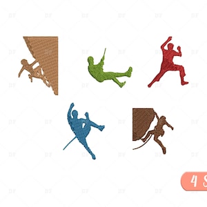 Mini rock climbing Embroidery Designs, Rock climbing Embroidery Designs, Sport Embroidery Design, 5 Design, 4 Sizes