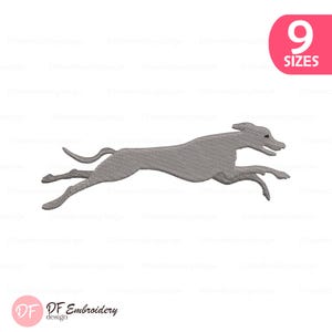 Diseño de bordado de perro galgo corriendo, archivo para máquina Silhouette (descarga instantánea)