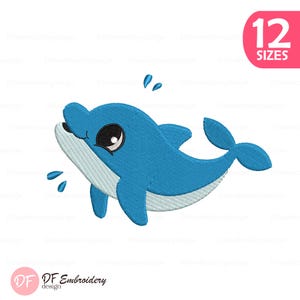 Wzór haftu "Mały delfin", wzór haftu maszynowego "Zwierzę oceaniczne" (do natychmiastowego pobrania)